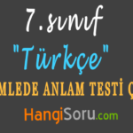 7. Sınıf Cümlede Anlam Testi Çöz